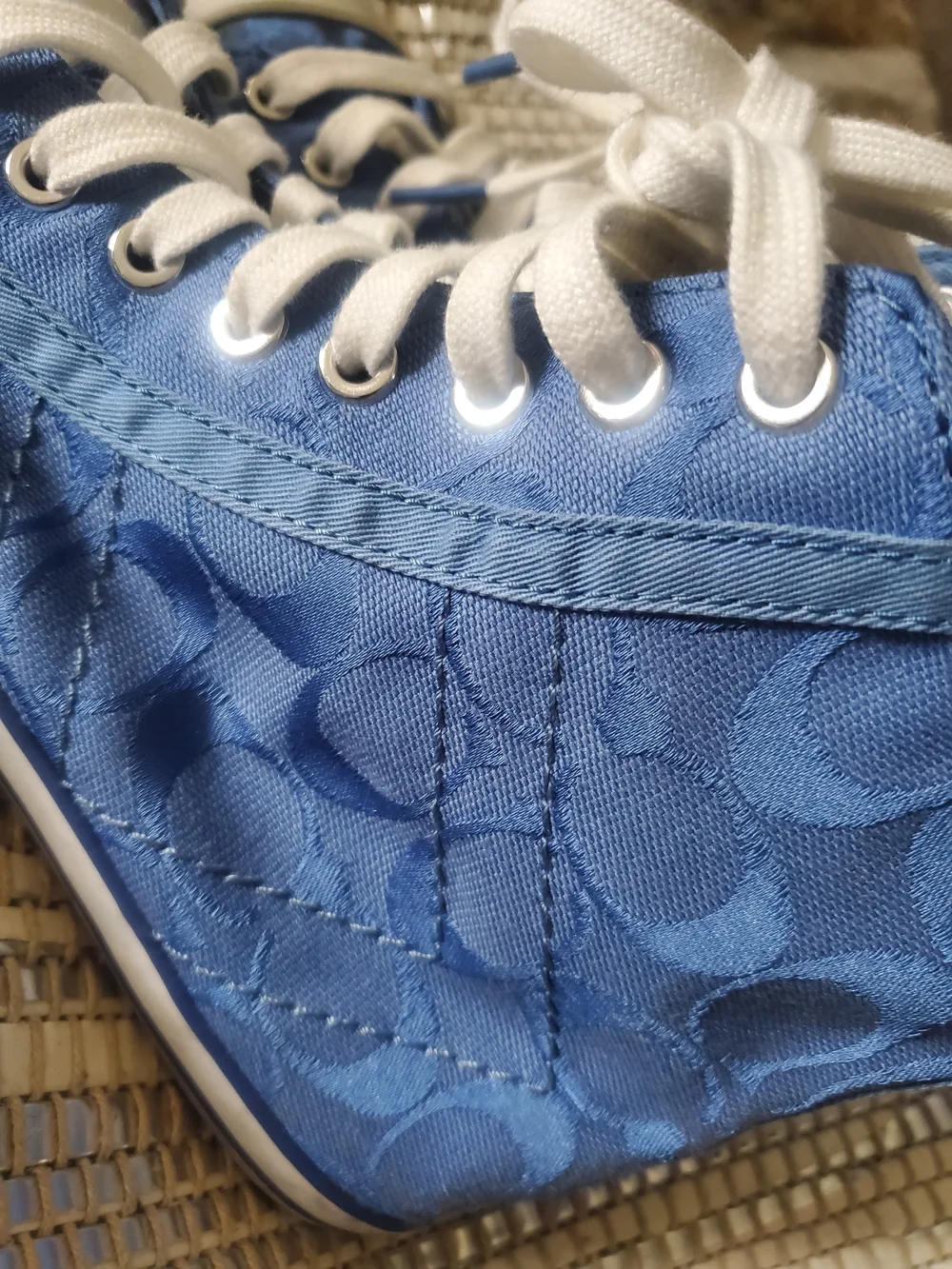 Coach Blue High-Top Sneakers with White Accents